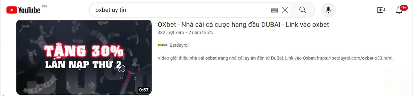 Oxbet uy tín trên Youtube